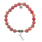 Cranberry Jasper Gemstone Bracelet with Fur Ever Love Sterling Silver Charm