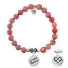 Cranberry Jasper Gemstone Bracelet with Grandmother Sterling Silver Charm