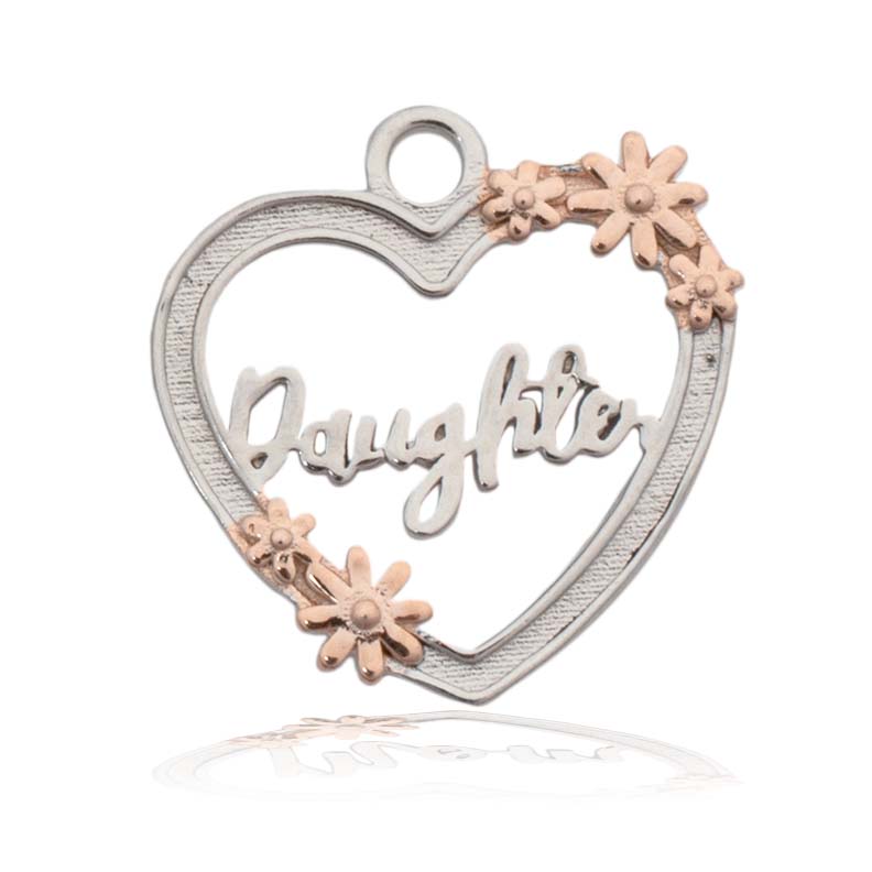 Cranberry Jasper Gemstone Bracelet with Heart Daughter Sterling Silver Charm