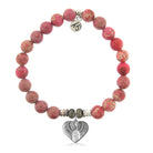 Cranberry Jasper Gemstone Bracelet with Heart of Angels Sterling Silver Charm