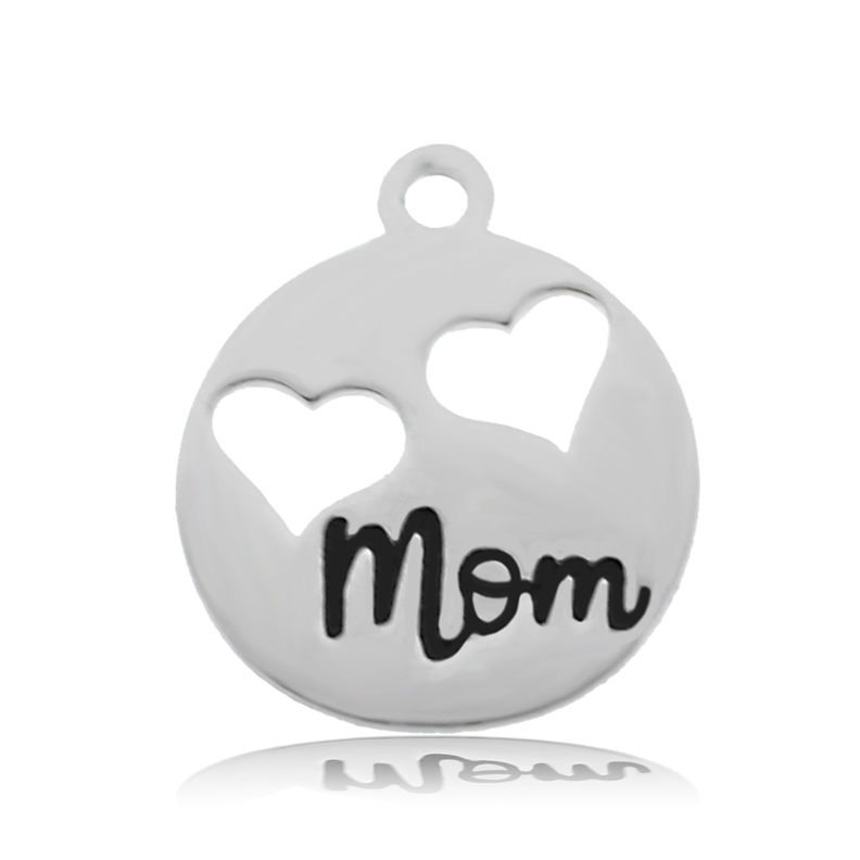 Cranberry Jasper Gemstone Bracelet with Mom Hearts Sterling Silver Charm