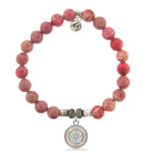 Cranberry Jasper Gemstone Bracelet with North Star Sterling Silver Charm