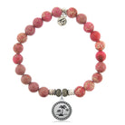 Cranberry Jasper Gemstone Bracelet with Palm Tree Sterling Silver Charm