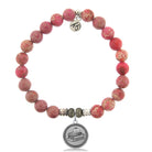Cranberry Jasper Gemstone Bracelet with Teacher Sterling Silver Charm