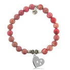 Cranberry Jasper Gemstone Bracelet with Wishing Heart Sterling Silver Charm