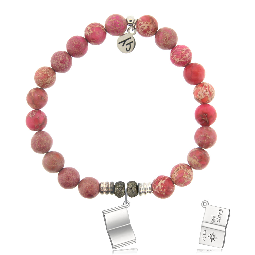 Cranberry Jasper Gemstone Bracelet with Your Story Sterling Silver Charm