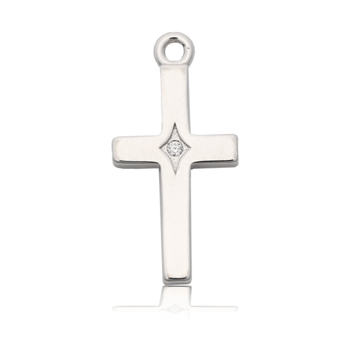 Cross CZ Charm with Blue Turquoise Gemstone Bracelet