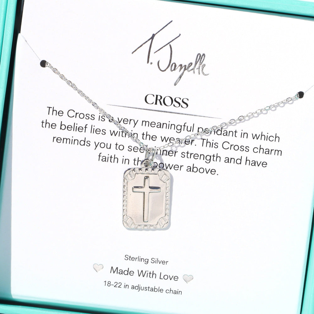 Cross CZ Sterling Silver Charm Necklace