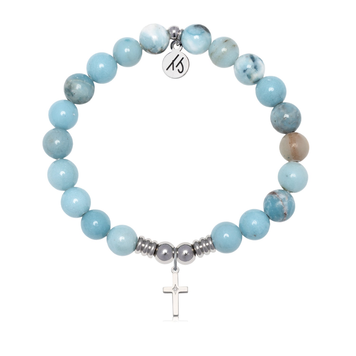 Cross CZ with Larimar Jasper Gemstone Bracelet