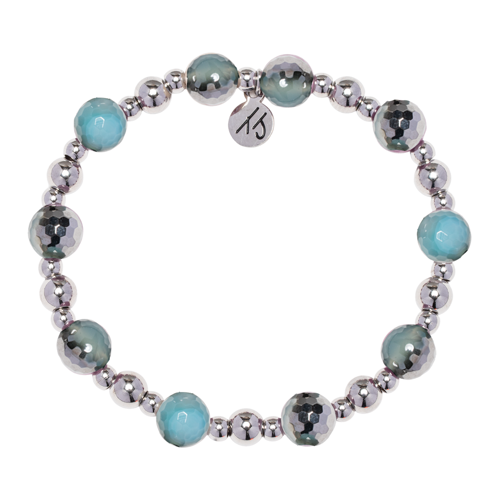 Day by Day Collection- Blue Silver Agate Gemstone Bracelet