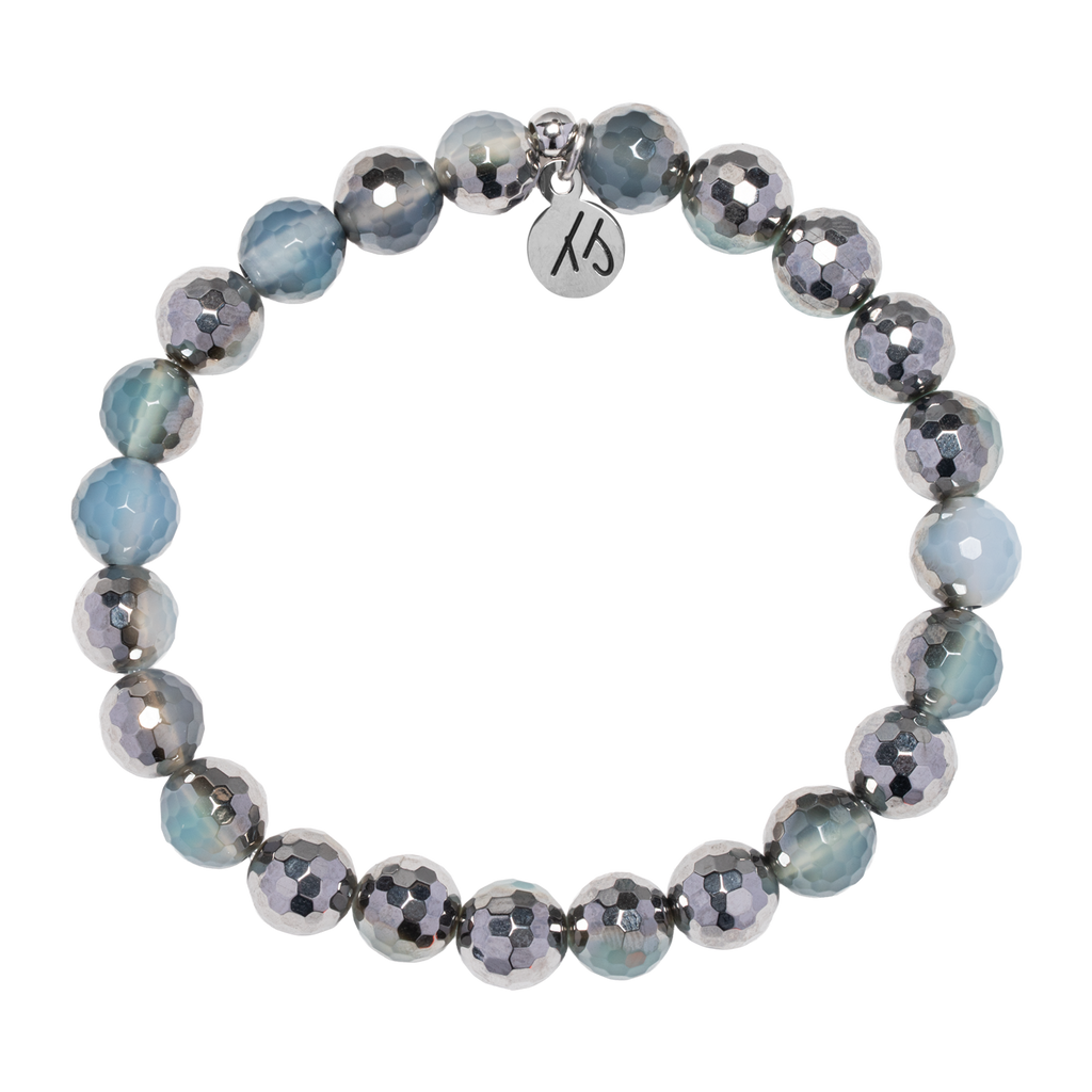 Defining Bracelet- Balance Bracelet with Blue Silver Agate Gemstones