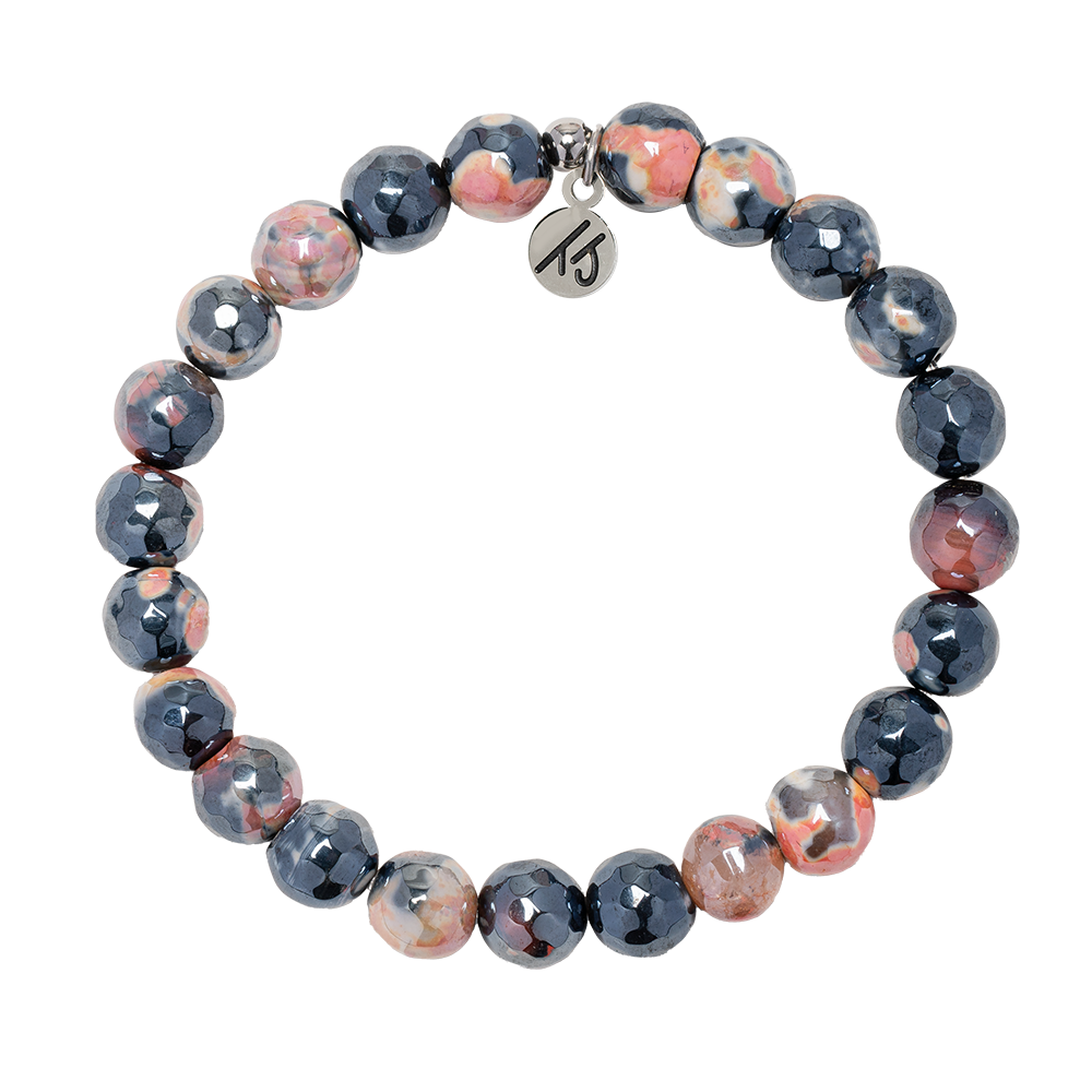 Defining Bracelet- Fearless Bracelet with Orange Black Agate Gemstones