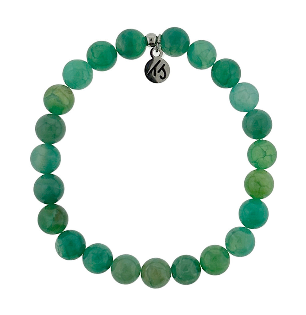 Defining Bracelet- Fortune Bracelet with Green Fire Agate Gemstones