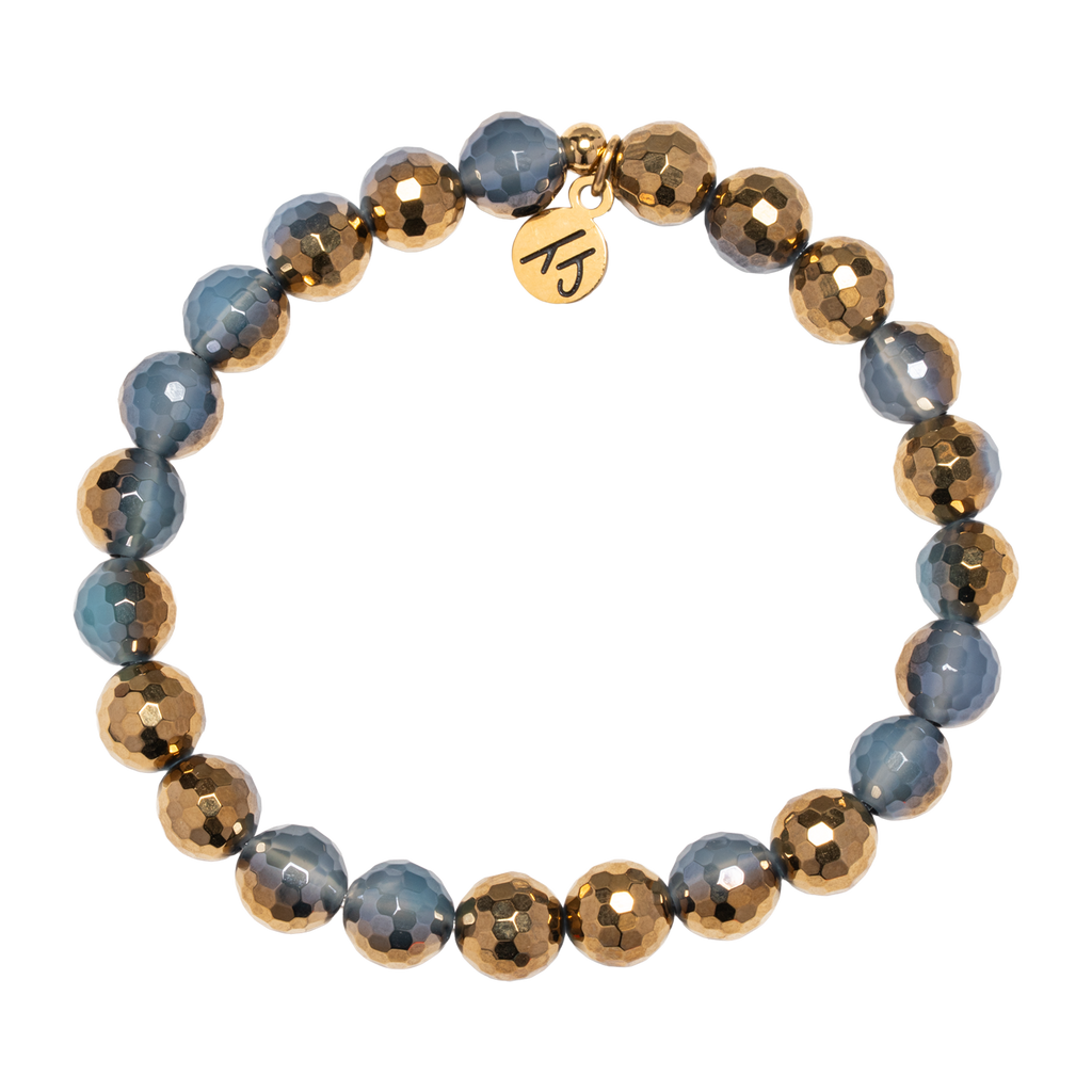 Defining Bracelet- Motivation Bracelet with Blue Gold Agate Gemstones