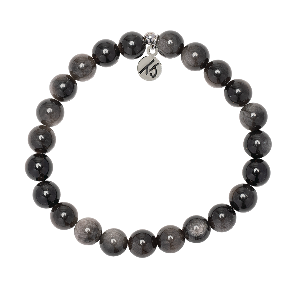 Defining Bracelet- Protective Bracelet with Silver Obsidian Gemstones