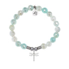Dragonfly Charm with Aqua Agate Gemstone Bracelet