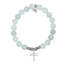 Dragonfly Charm with Blue Aquamarine Jade Gemstone Bracelet