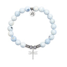 Dragonfly Charm with Light Blue White Agate Gemstone Bracelet