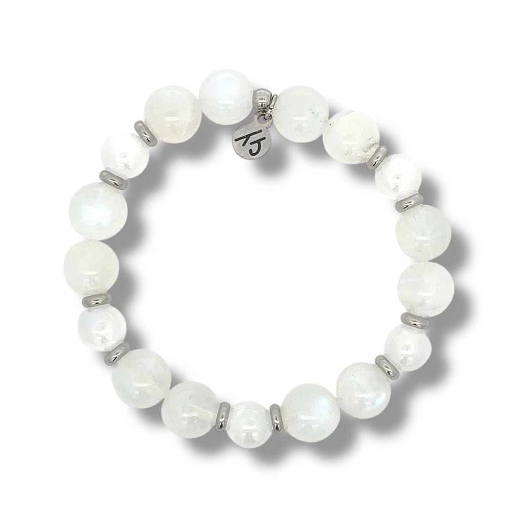 Dual Essence Collection- Moonstone & White Selenite Gemstone Bracelet