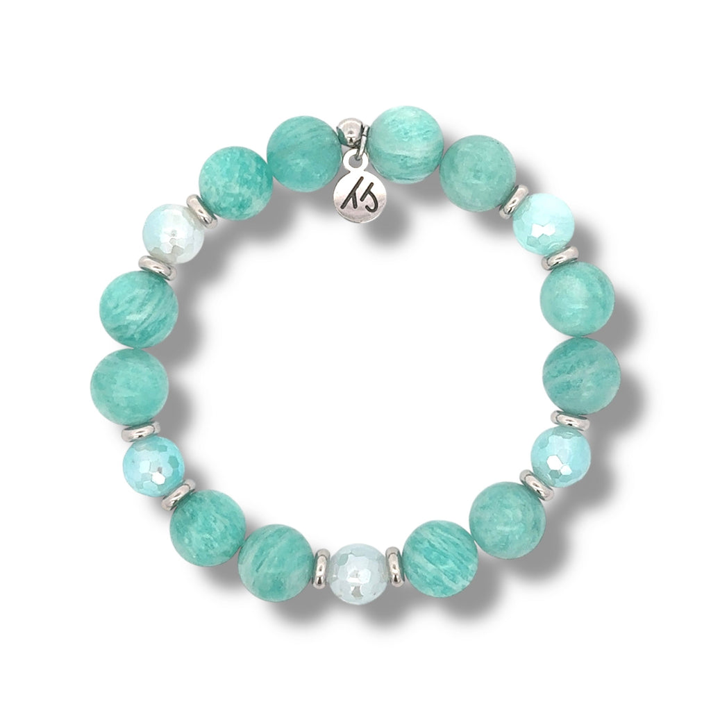 Dual Essence Collection- Peruvian Amazonite & Aqua Agate Gemstone Bracelet