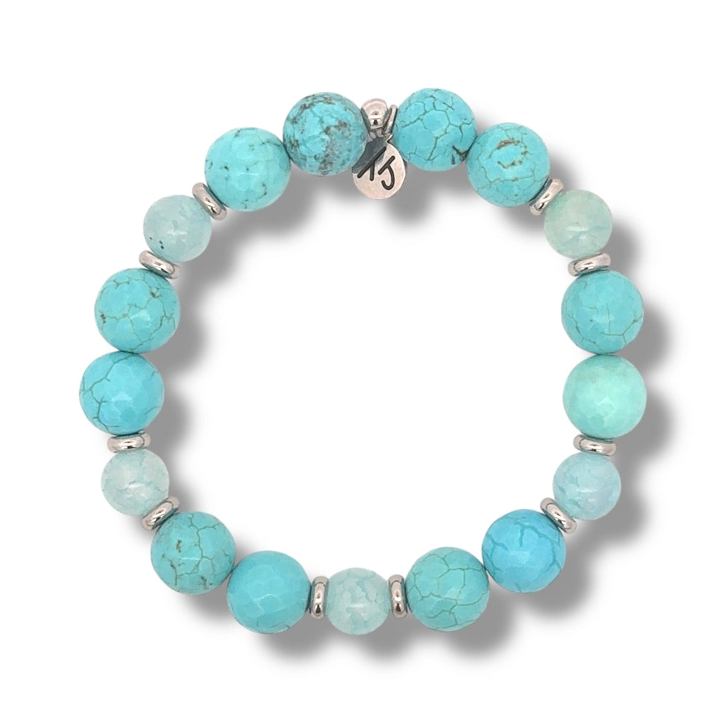 Dual Essence Collection- Turquoise & Aqua Fire Agate Gemstone Bracelet