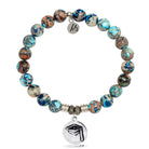 Earth Jasper Bracelet with Grad Cap Sterling Silver Charm