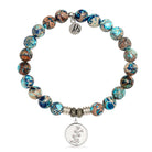 Earth Jasper Gemstone Bracelet with Cherry Blossom Sterling Silver Charm