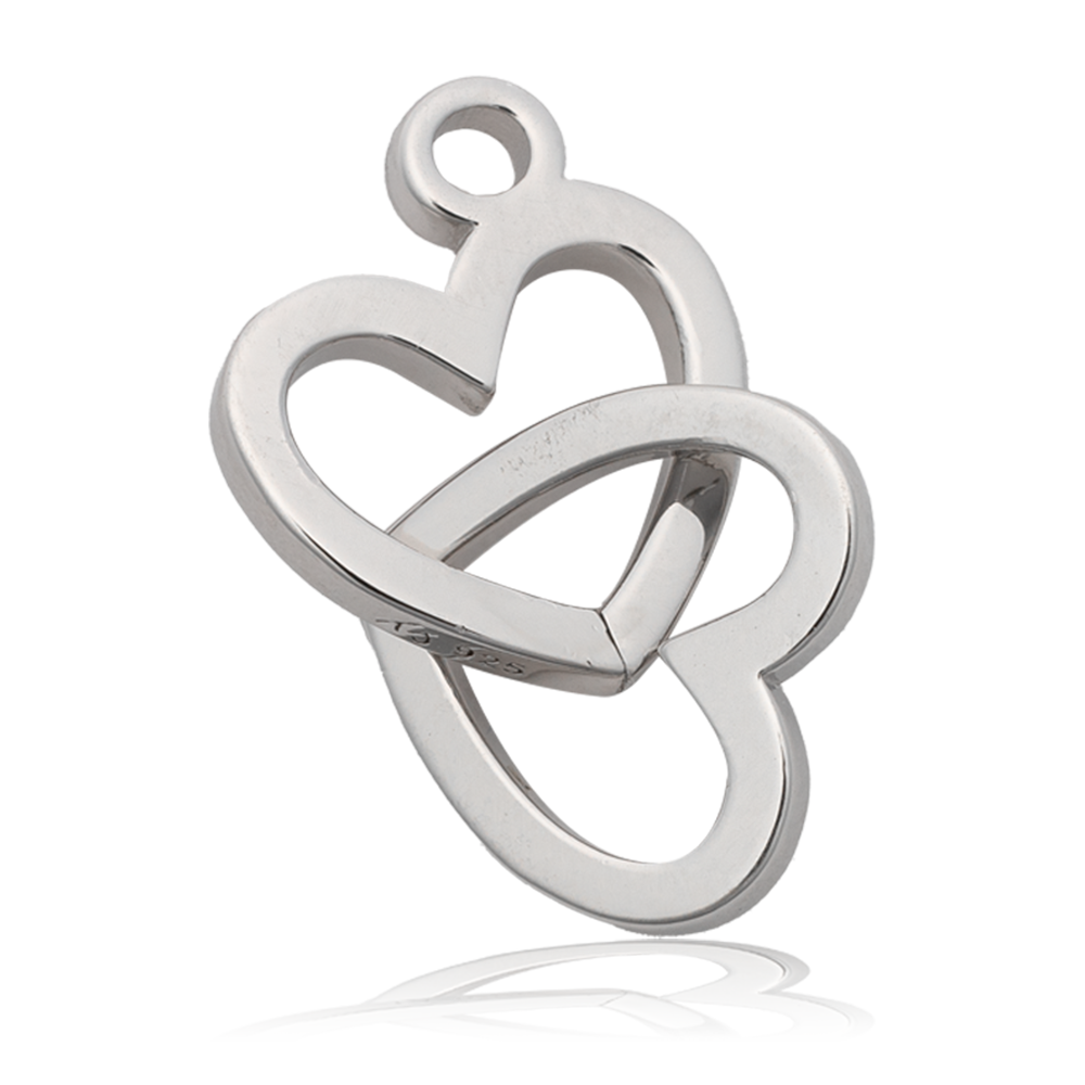 Earth Jasper Gemstone Bracelet with Linked Hearts Sterling Silver Charm