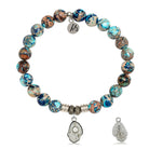Earth Jasper Gemstone Bracelet with Oyster Sterling Silver Charm