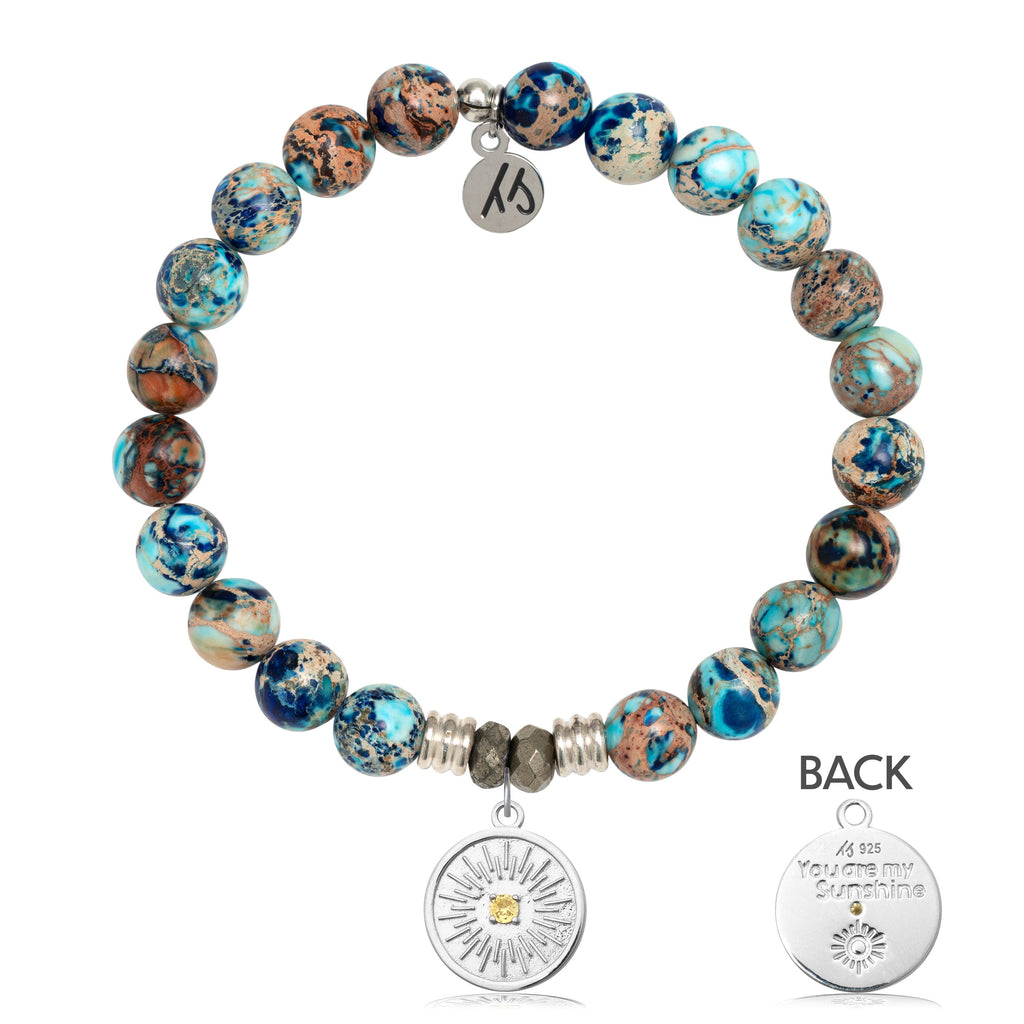 Earth Jasper Stone Bracelet with You are my Sunshine Sterling Silver Charm