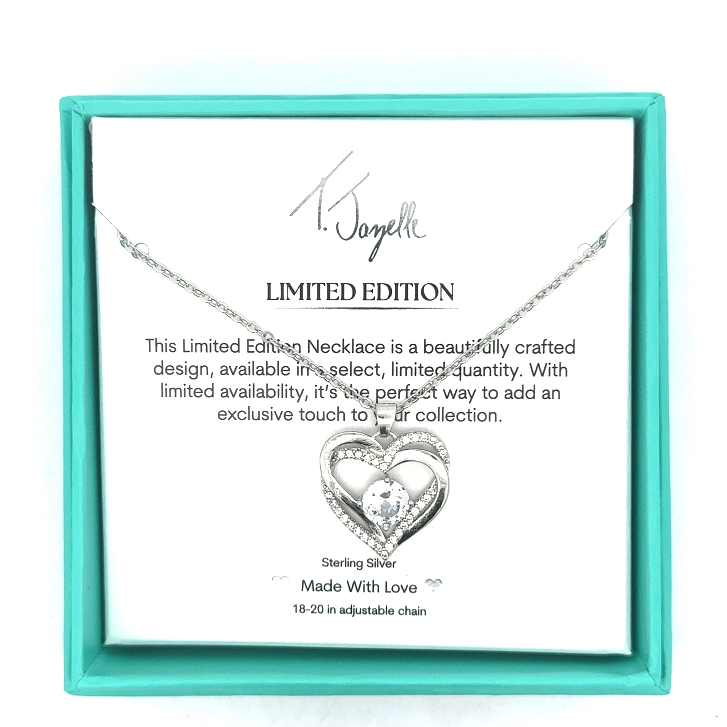 Exclusive Limited Edition Heart CZ Sterling Silver Charm Necklace