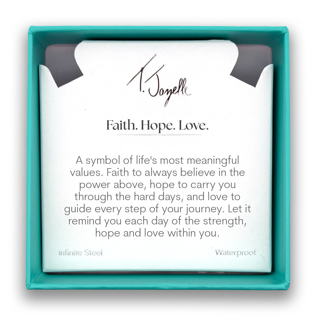 Faith Hope Love Charm with Aqua Agate Gemstone Bracelet
