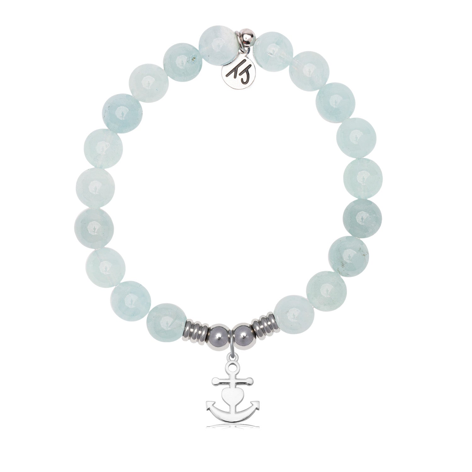 Faith Hope Love Charm with Blue Aquamarine Jade Gemstone Bracelet