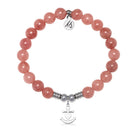 Faith Hope Love Charm with Strawberry Jade Gemstone Bracelet