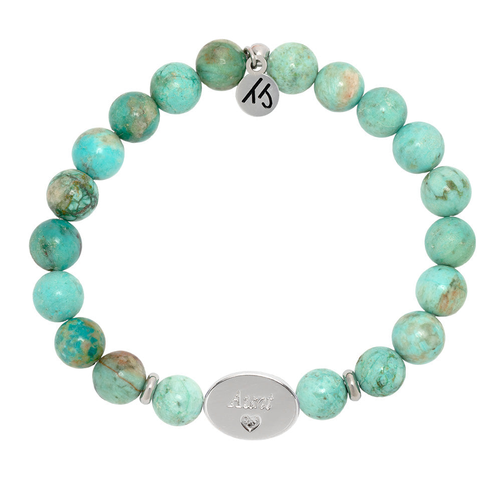 Family Bead Bracelet- Aunt with Peruvian Turquoise Sterling Silver Charm