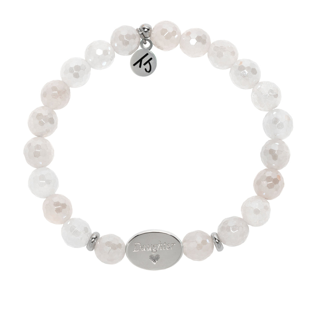 Family Bead Bracelet- Daughter with Rose Quartz Sterling Silver Charm
