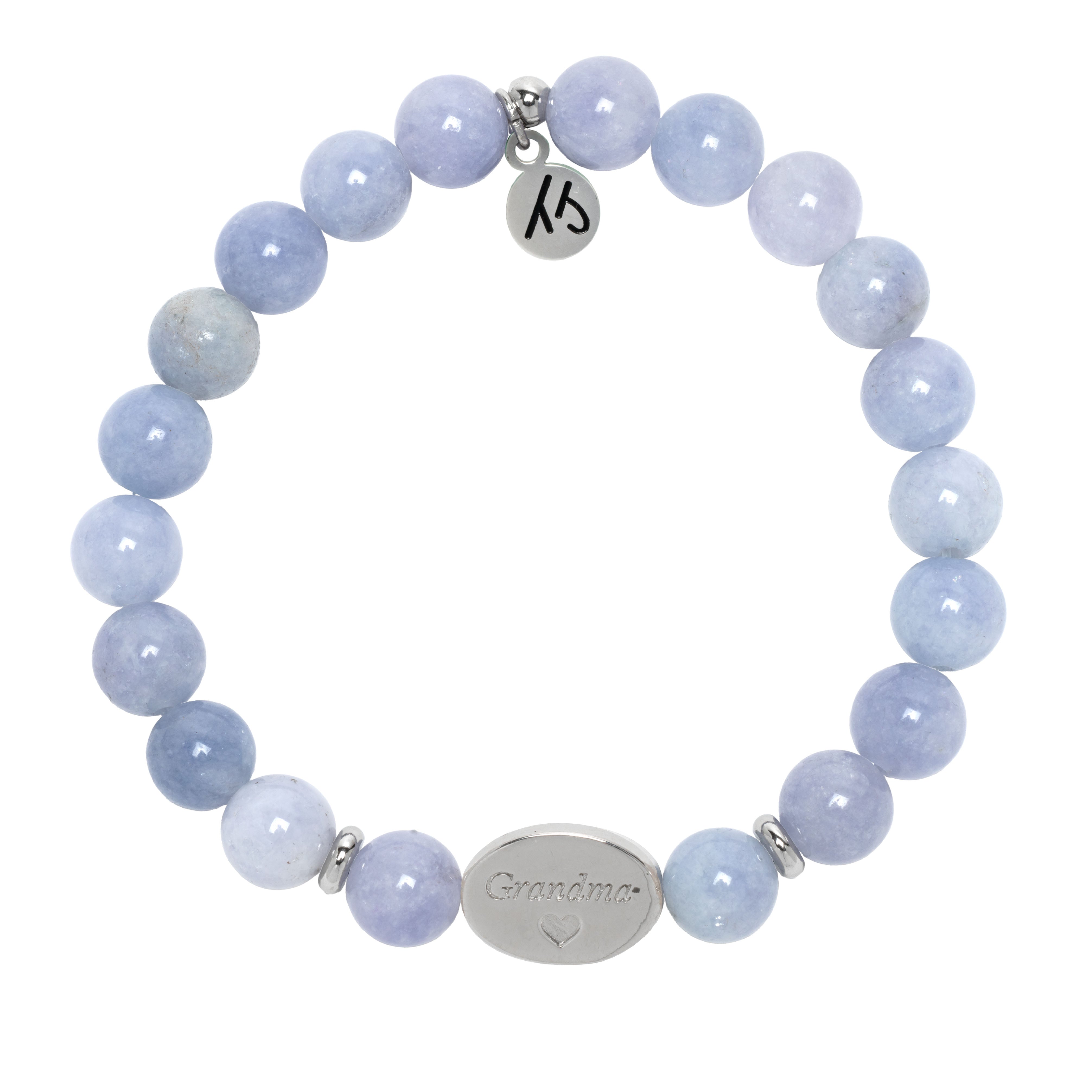 Family Bead Bracelet- Grandma with Sky Blue Jade Sterling Silver