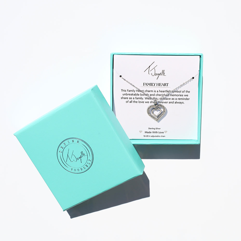 Family Heart Sterling Silver Charm Necklace