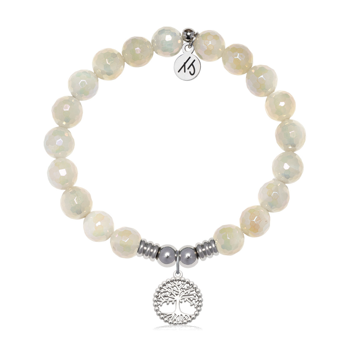 Family Tree Charm with Moonstone Gemstone Bracelet