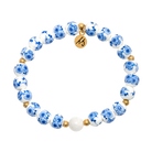 Floral Moments Bracelet- Blue Painted Porcelain Beads