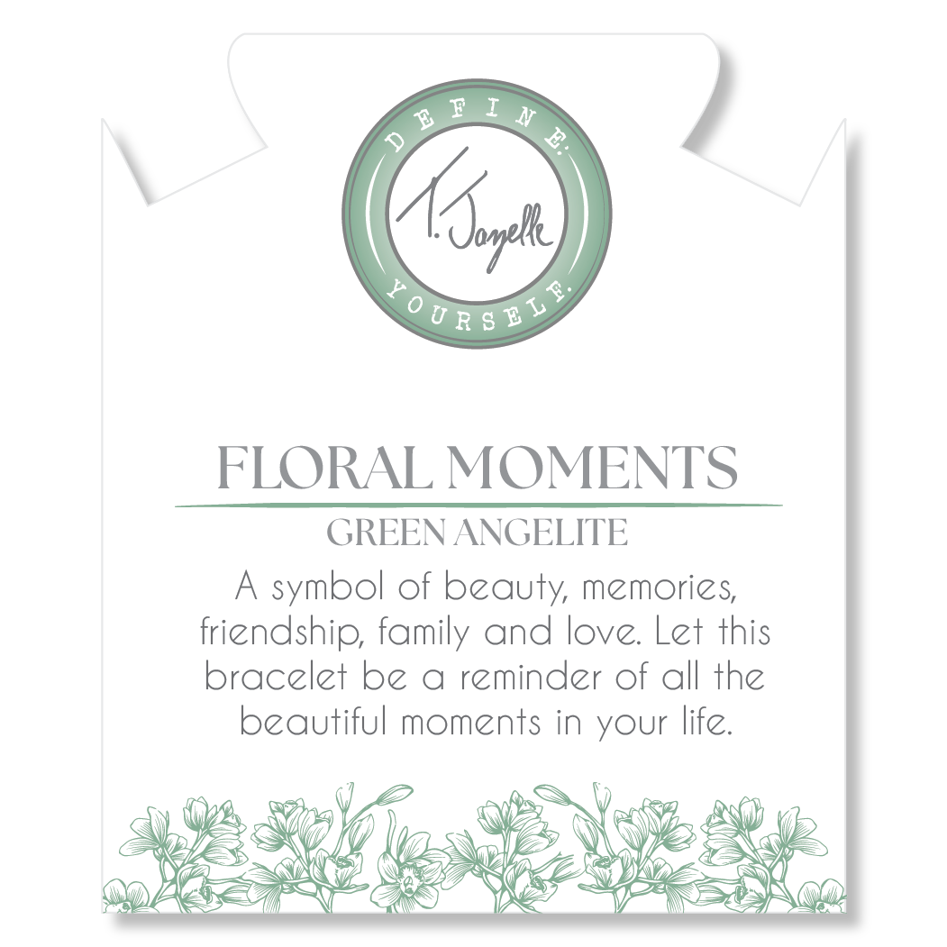Floral Moments Bracelet- Green Angelite and Orchid Painted Porcelain Beads