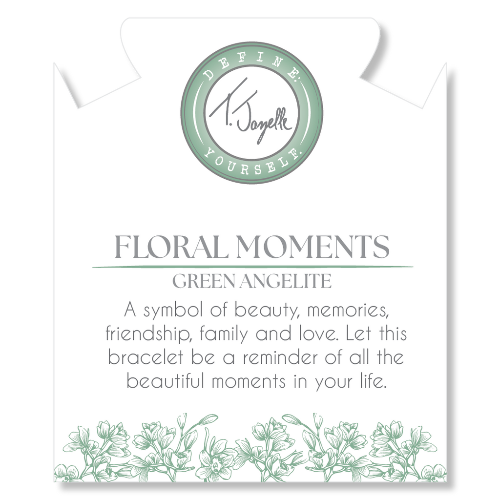 Floral Moments Bracelet- Green Angelite and Orchid Painted Porcelain Beads