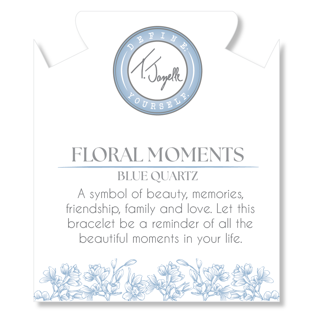 Floral Moments Bracelet- Light Blue Quartz and Orchid Painted Porcelain Beads
