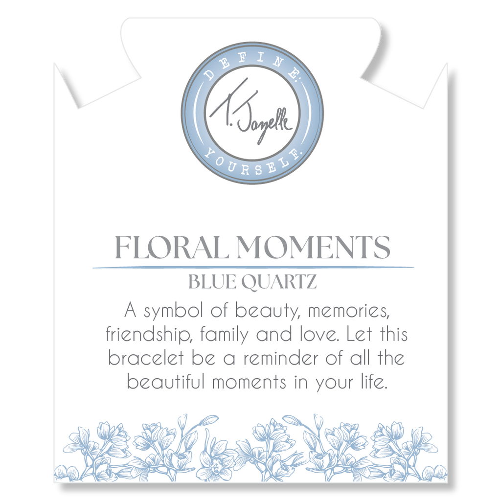 Floral Moments Bracelet- Light Blue Quartz and Orchid Painted Porcelain Beads
