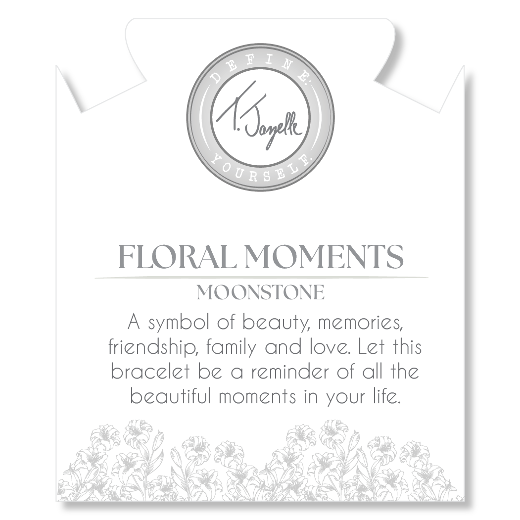 Floral Moments Bracelet- Moonstone and Lily Painted Porcelain Beads