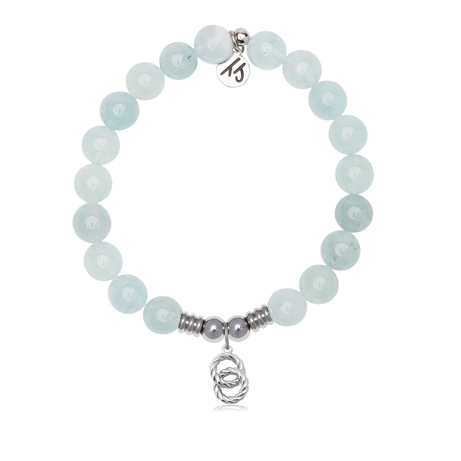 Forever Connected Charm with Blue Aquamarine Jade Gemstone Bracelet