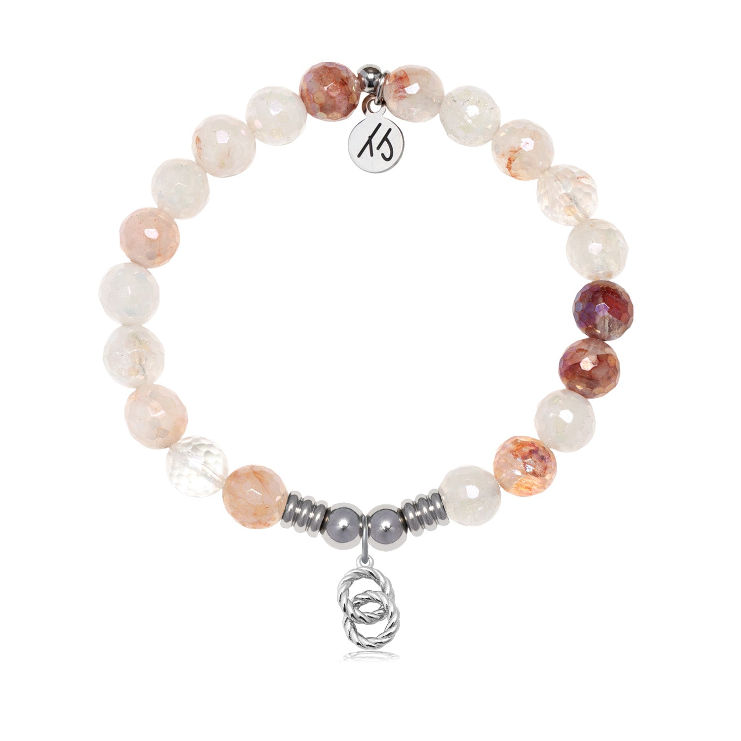 Forever Connected Charm with Strawberry Quartz Gemstone Bracelet