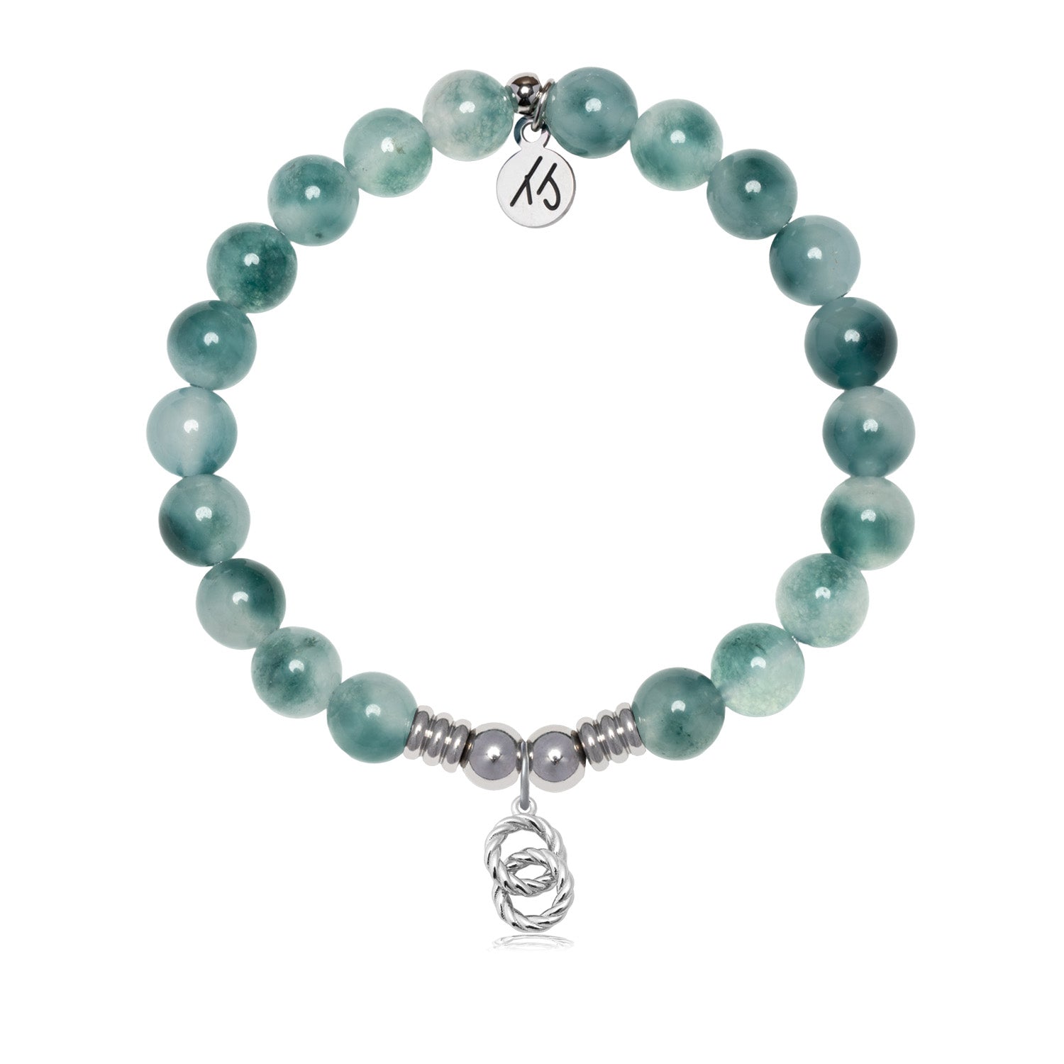 Forever Connected Charm with Teal White Jade Gemstone Bracelet