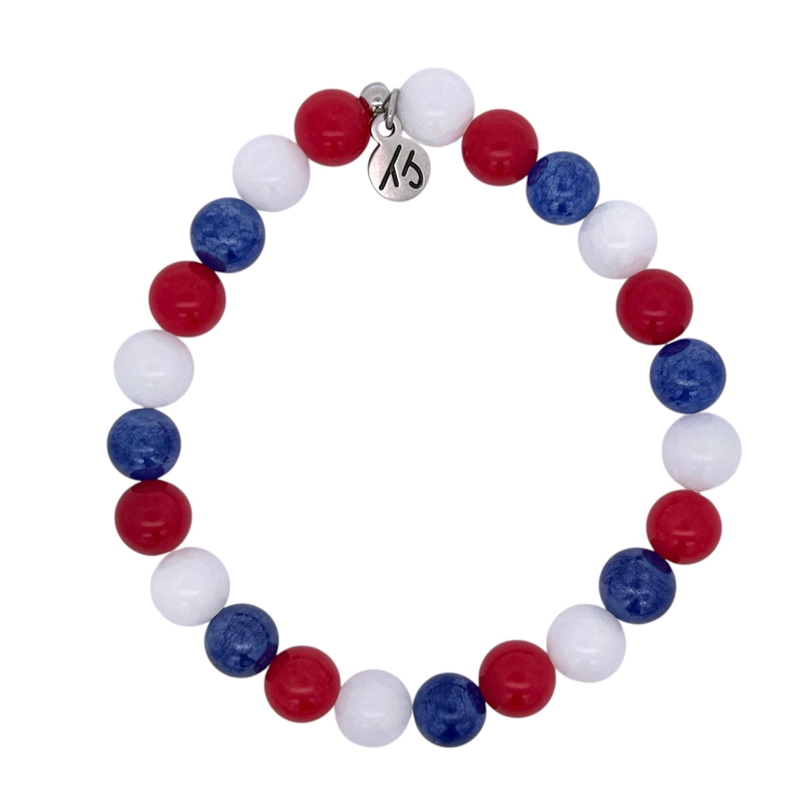 Freedom Bracelet with Red Jade + Blue Agate + White Jade Gemstone Bracelet