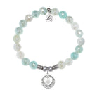 Friendship Heart Charm with Aqua Agate Gemstone Bracelet